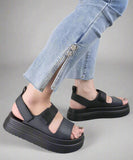 Black Chunky Platform Strap Sandal