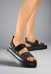 Black Chunky Platform Strap Sandals