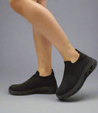 Black Diamante Comfortable Slip On Trainers