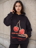 Black Perfect Cherry Graphic Print Hoodie