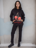 Black Perfect Cherry Graphic Print Hoodie