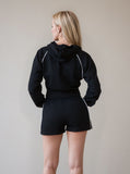 Black Piping Detail Hoodie & Shorts Co-ord