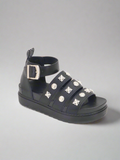 Black Jewel Studded Chunky Platform Sandals