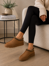 Camel Snug Mule Slippers Cosy Faux Suede Slip-On Shoes