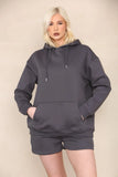 Charcoal Grey Oversized Hoodie & Shorts Co-Ord Loungewear Set