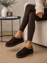 Chocolate Brown Snug Mule Slippers Cosy Faux Suede Slip-On Shoes