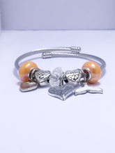 Silver Orange Heart Grandma Charm Bracelet