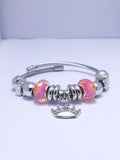 Silver Pink Crown Multicolor Charm Bracelet