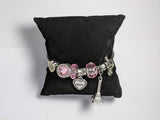 Silver Pink Beaded Tower Charm Bracelet