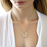 Gold Jeweled Angel Wings Necklace