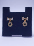 Gold Bow Stud Diamond Earrings
