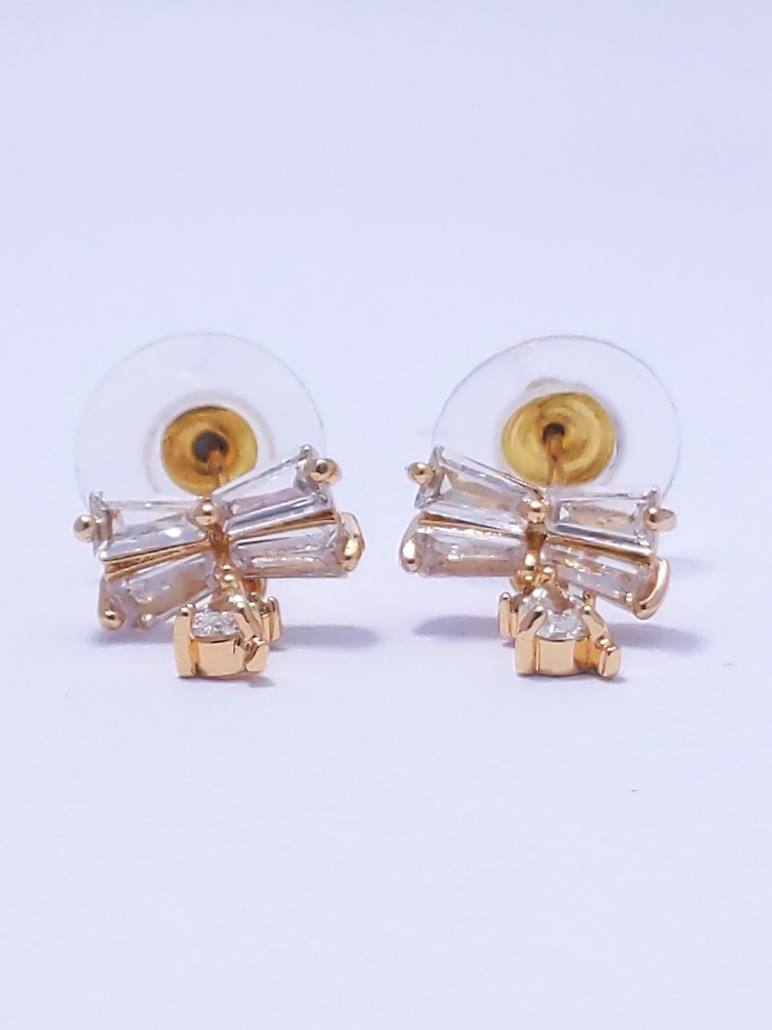 Gold Bow Detail Diamond Stud Earrings
