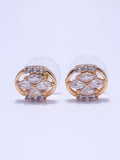 Gold Diamond Detail Stud Circle Earrings