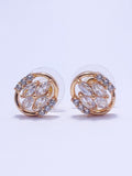 Gold Diamond Detail Stud Circle Earrings