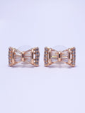 Gold Bow Detail Diamond Stud Earrings