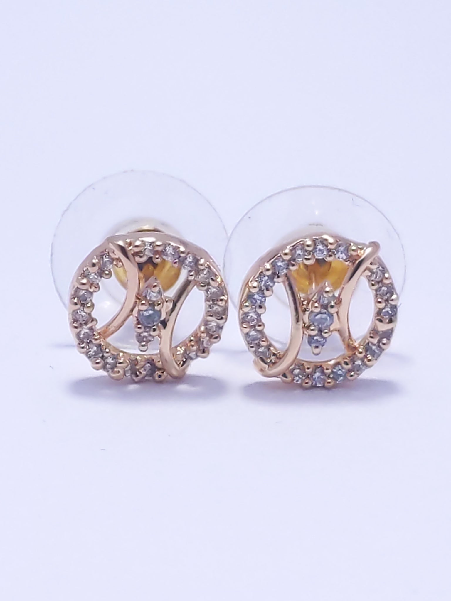 Gold Diamond Shape Stud Earrings