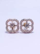 Gold Diamond Clover Shape Stud Earrings
