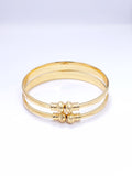 Gold Tone Engraved Detail Bangle Bracelet Set