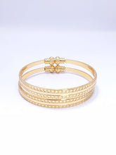 Gold Tone Pattern Detail Bangle Bracelet Set