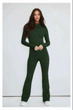 Green Contour Sculpt Flare Trousers and Zip Sports Jacket Gym Co-Ord