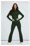 Green Contour Sculpt Flare Trousers and Zip Sports Jacket Gym Co-Ord