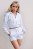 Light Grey Piping Detail Hoodie & Shorts Co-ord