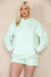 Mint Oversized Hoodie & Shorts Co-Ord Loungewear Set