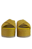 Mustard Jute Platform Crossover Mule Sandals