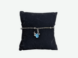 Silver Blue Design Charm Link Bracelet