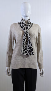 Stone Leopard Pattern Scarf Jumper