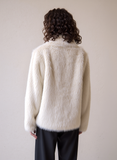 Women's Chic Cream Faux Fur Jacket - Full Zip Cozy Outerwear
