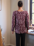Wine Zebra Pattern Long Sleeve Top