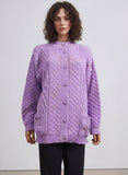 Women's Lavender Knitted Cardigan Sweater with Buttons & Pockets - Cozy & Stylish Long Sleeve Outerwear