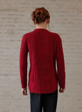 Red V-Neck Cable Knit Jumper