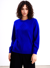 Royal Blue Round Neck Diamond Design Jumper
