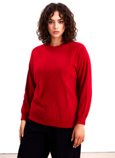 Red Round Neck Diamond Design Jumper