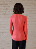 Coral V-Neck Cable Knit Jumper
