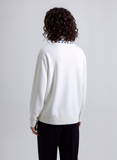 White Stitched Design Pattern Twinset Jumper