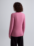 Pink V-Neck Cable Knit Jumper