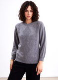 Grey Round Neck Diamond Design Jumper