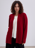 Red Scallop Edge to Edge Open Cardigan