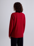 Red Scallop Edge to Edge Open Cardigan