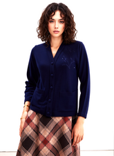 Navy V-Neck Button Pocket Cardigan