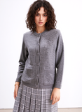 Grey Round Neck Button Cardigan