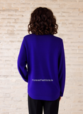 Purple V-Neck Button Pocket Cardigan