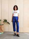 Blue Denim Cropped Cotton Trouser