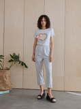 White Cropped Cotton Trouser