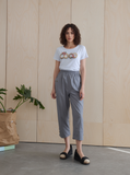 Grey Cropped Cotton Trouser