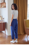 Blue Denim Cropped Cotton Trouser