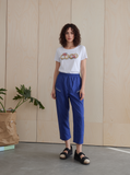 Blue Denim Cropped Cotton Trouser
